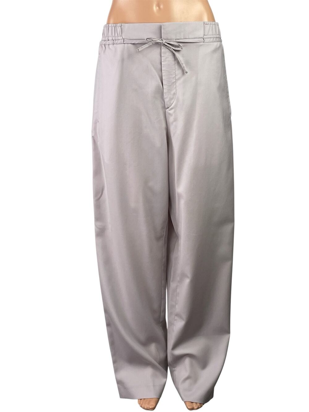 COS 100% Wool Pink Drawstring Elastic Waist Straight Wide Leg Trousers Pants 32
